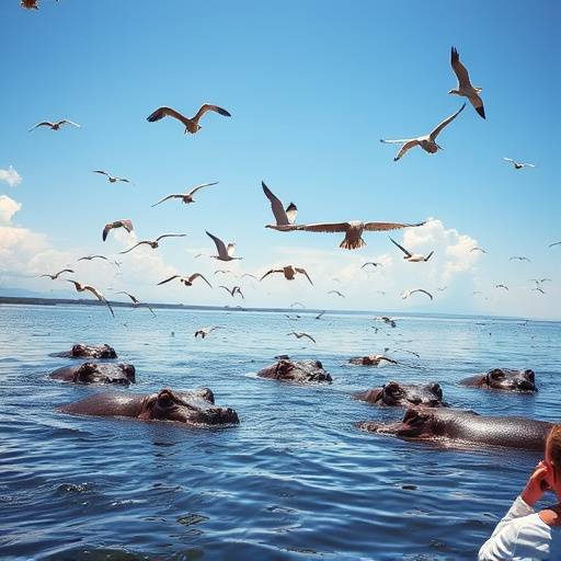 A boat cruise on the Kazinga Channel with hippos and birds in Queen Elizabeth National Park