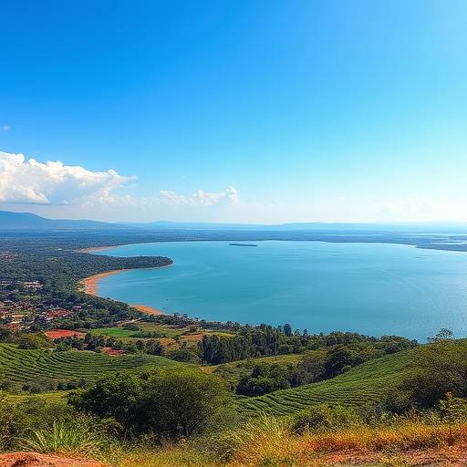 Entebbe town landscape with Lake Victoria