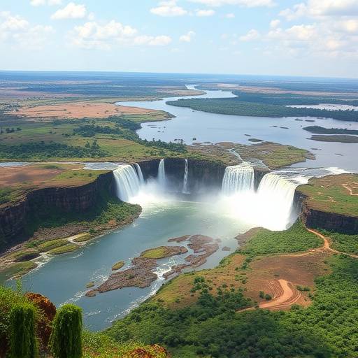 Murchison Falls National Park landscape with the Nile River flowing through