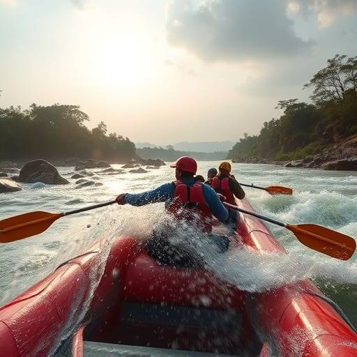 White water rafting on the Nile River near Jinja